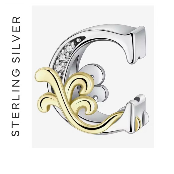 Private Label Jewelry - 🐘🐘 S925 Sterling Silver and Gold Initial “C” Charm